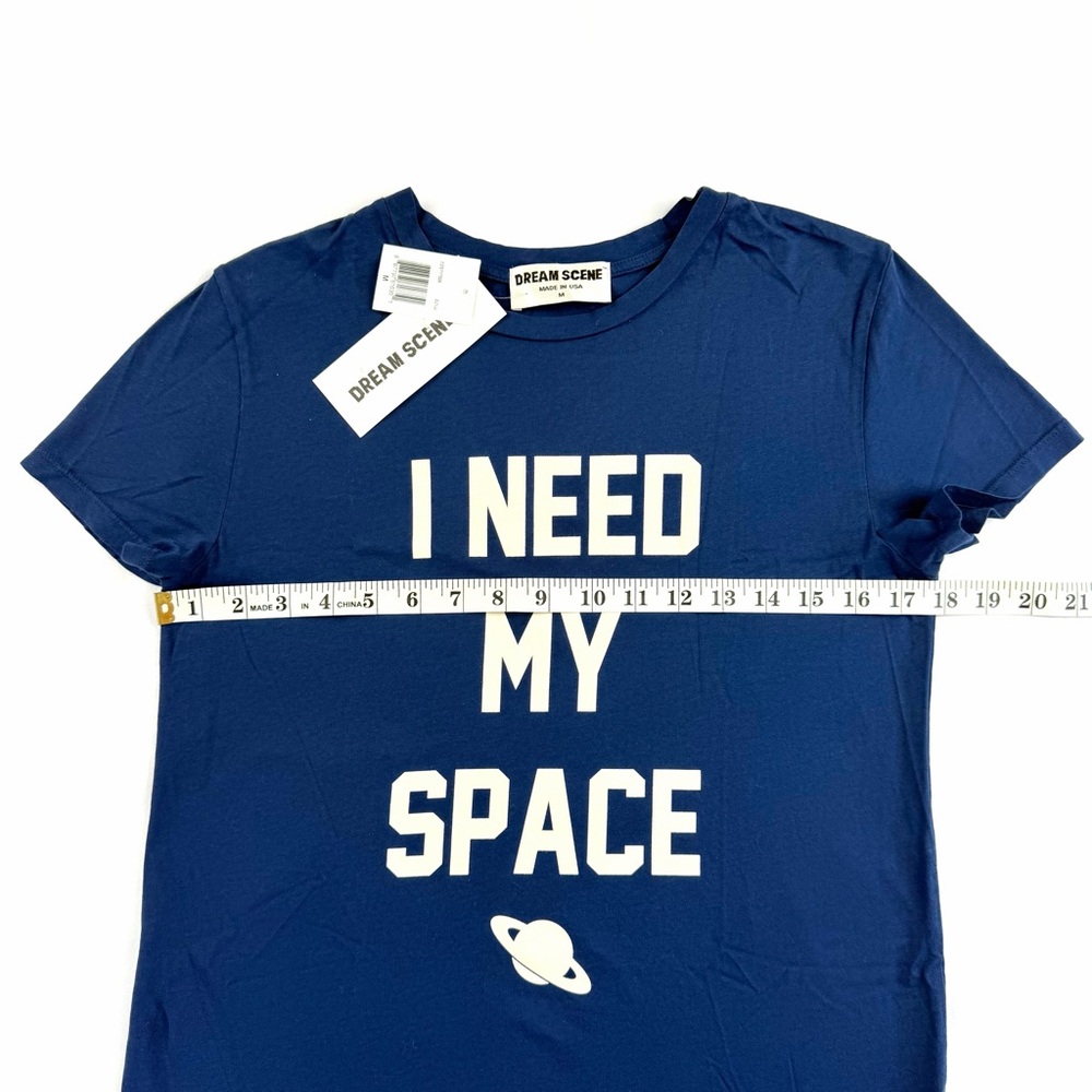DREAM SCENE 'I Need My Space' 🪐 Graphic Tee in Navy Blue, Juniors Size M (NWT) - Picture 5 of 7